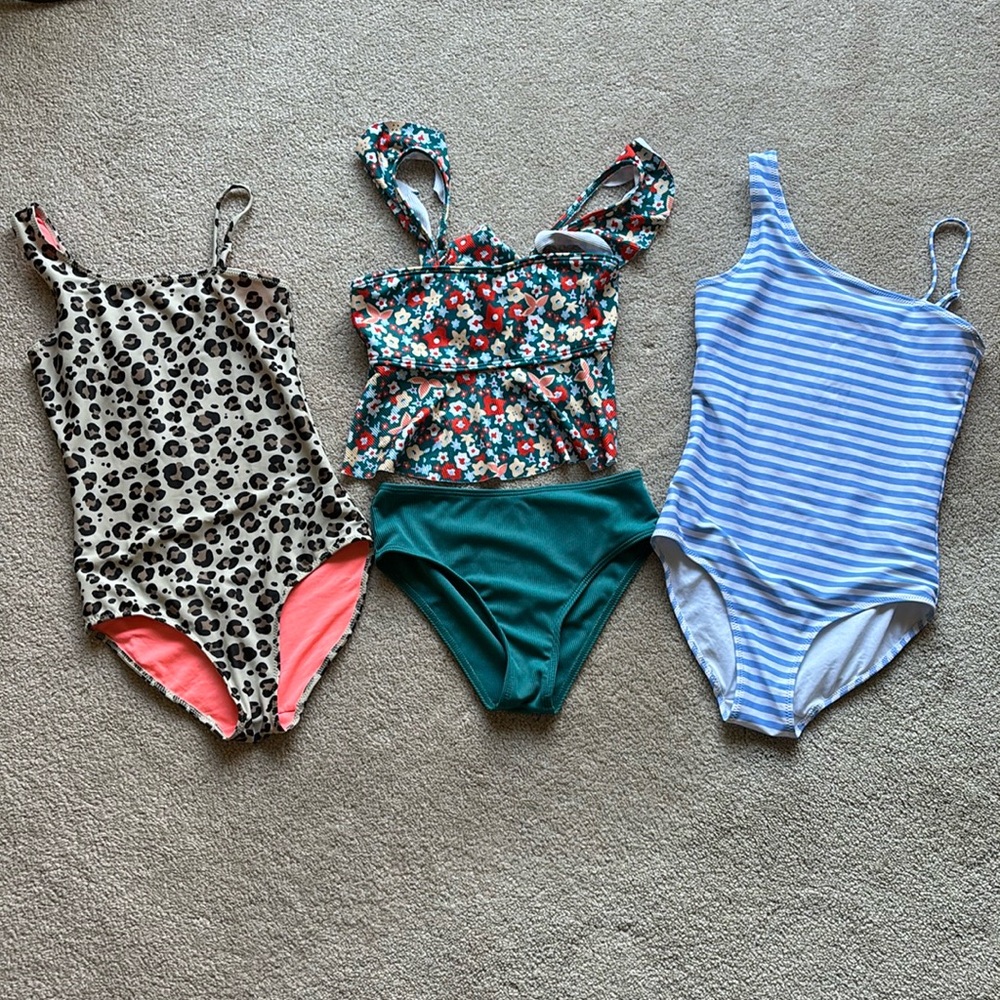 3 pairs of girls bathing suits. Size 8/10. H&M and SheIn